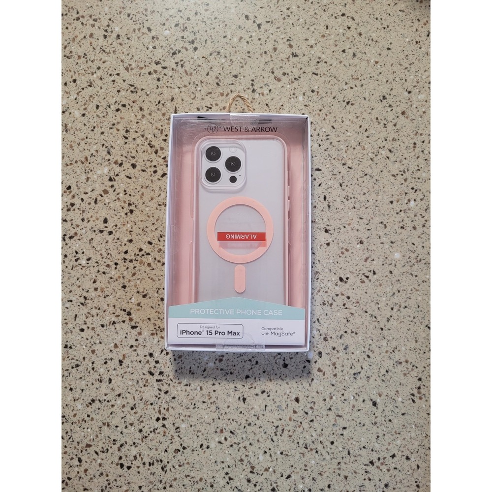 West & Arrow iPhone 15 Pro Max Magsafe Pink & White Protective Cellphone Case